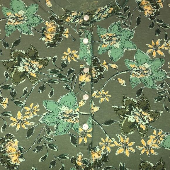 Style & Co XL Cotton Green Gold Pullover Henley with Roll Up Sleeves - Picture 12 of 12